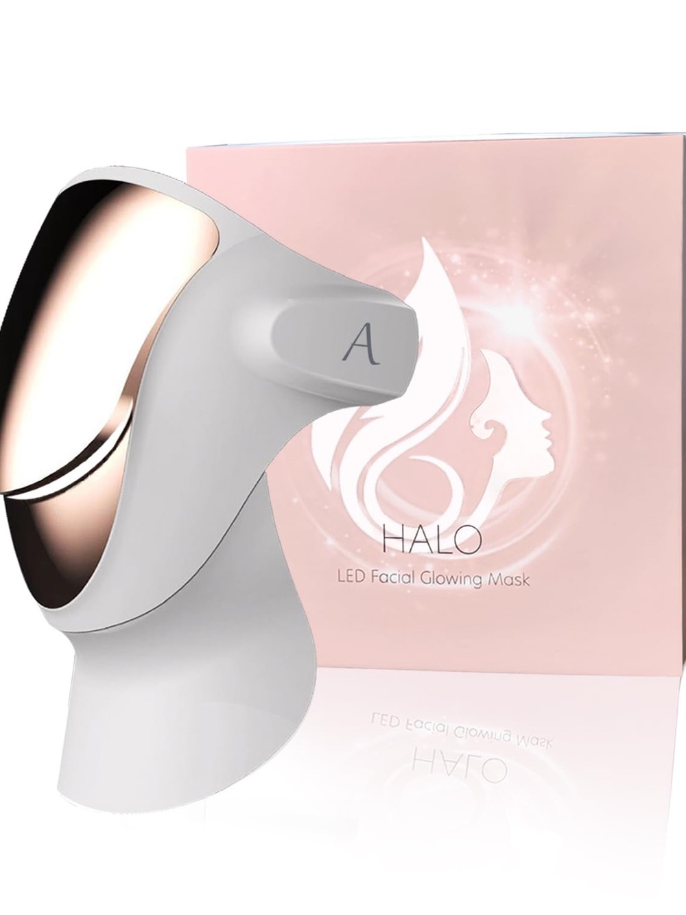 Halo LED Facial Mask in White with Rose Gold Visor